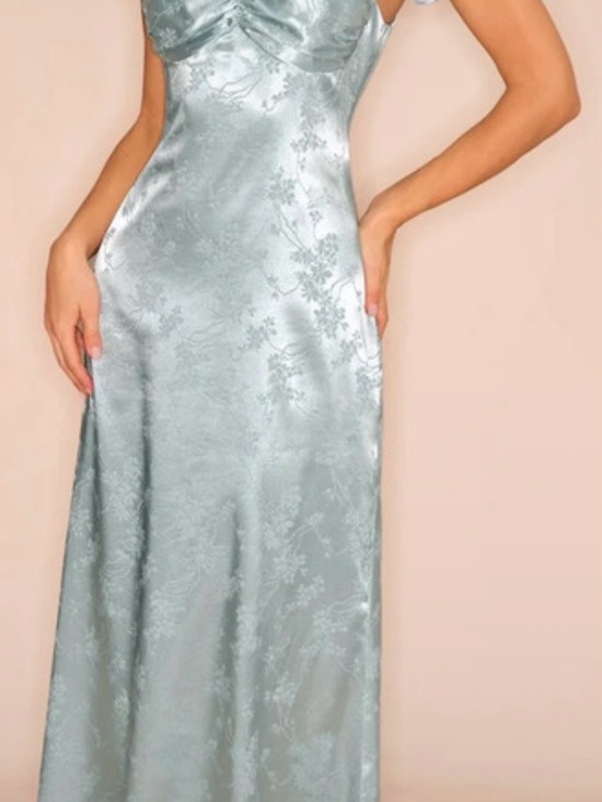 RIHOAS Dresses & Skirts - RIHOAS Satin Floral Dress in Pale Blue-Green